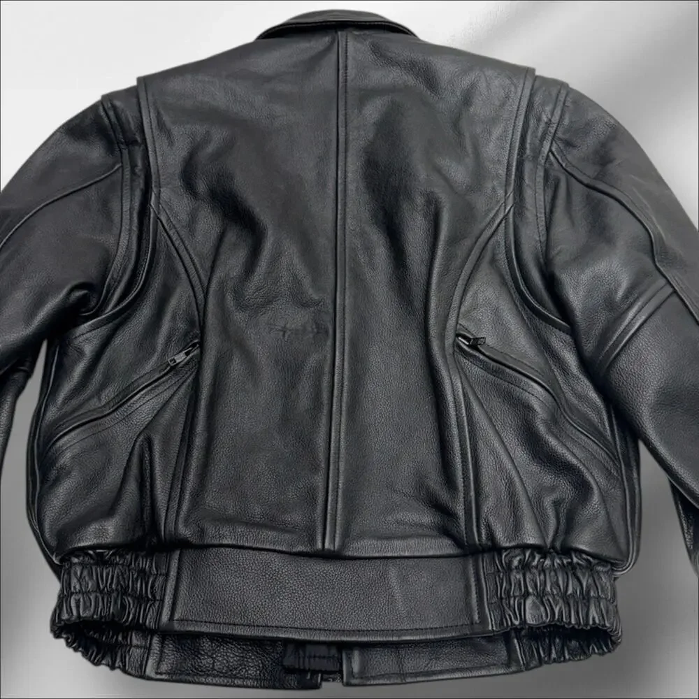 XPERT PERFORMANCE GEAR Men’s Medium Black Heavy Leather Motorcycle Jacket